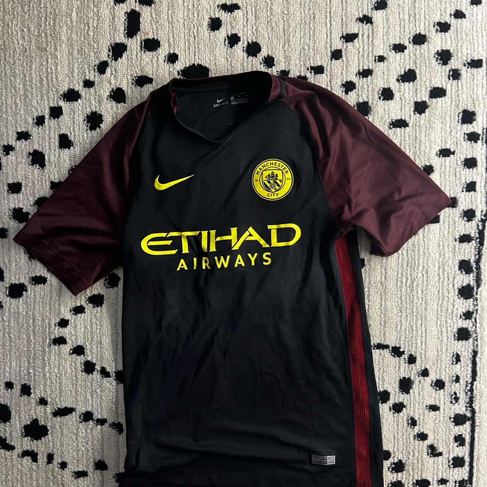 Nike Manchester City Black and Maroon Jersey